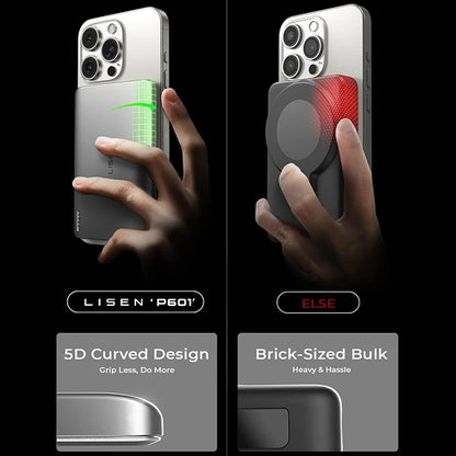 LISEN New Arrival Ultra Thin Mini Portable Charger 5000Mah Power Bank Magnetic Wireless Charging PD20W for Iphone Samsung