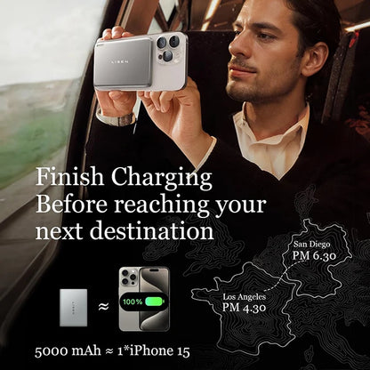 LISEN New Arrival Ultra Thin Mini Portable Charger 5000Mah Power Bank Magnetic Wireless Charging PD20W for Iphone Samsung