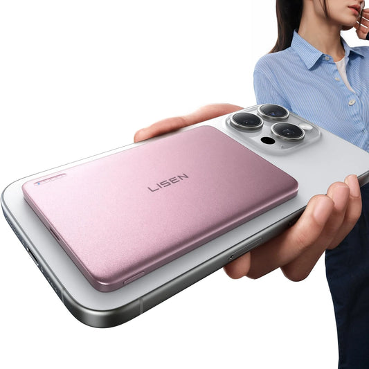 LISEN New Arrival Ultra Thin Mini Portable Charger 5000Mah Power Bank Magnetic Wireless Charging PD20W for Iphone Samsung